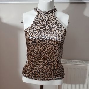 Ring Neck Classy Animal Print Top- Size Small